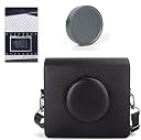 ZIKKON Protective Case for Fuji Instant Wide EVO Instant Digital Hybrid Camera PU Leather Bag with Adjustable Strap, Silver Lens Cap & Screen Protector (Black) gallery image