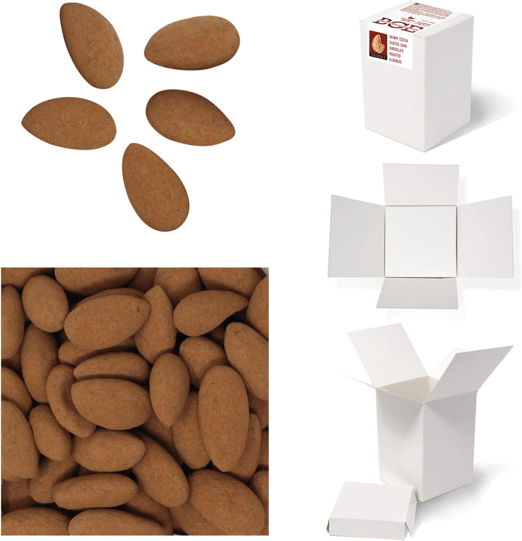 Bulk Gourmet Emporium Skinny Cocoa Dusted Dark Chocolate Almonds, Plastic Free, Vegetarian and Halal Friendly, Chocolate-Coated Nuts, 400 g