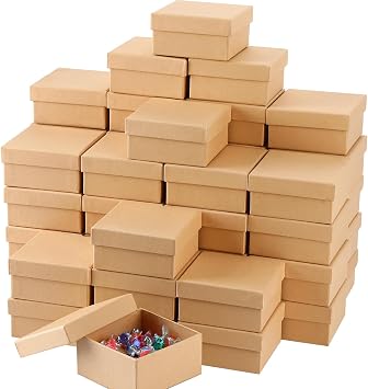 Geyee 24 Pcs Mini Paper Mache Boxes with Lids Square Small Gift Boxes Cardboard Box for Crafts 3.9 Inches DIY Paper Jewelry Present Homemade Painting Soap Shipping Box for Holiday Birthday