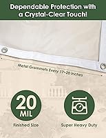 Vista 6 de Lonas de PVC transparentes de servicio pesado de 20 mil, de 8 x 20 pies, impermeable, a prueba de viento, lona de vinilo transparente para patio
