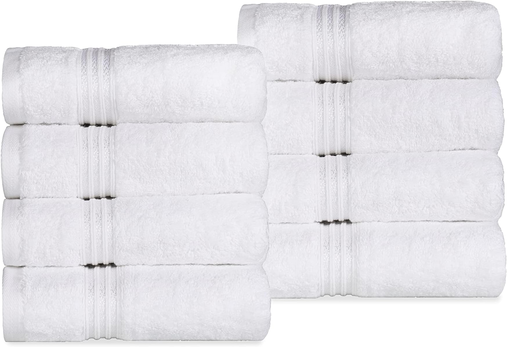 SuperiorEgyptian Cotton 8-Piece Hand Towel Set, Towel Basics For Quick Dry, Absorbent Small Towels, Facial, Spa, Kitchen, Bathroom Essentials, Apartment, Guest Bath, Soft, Washcloth, White