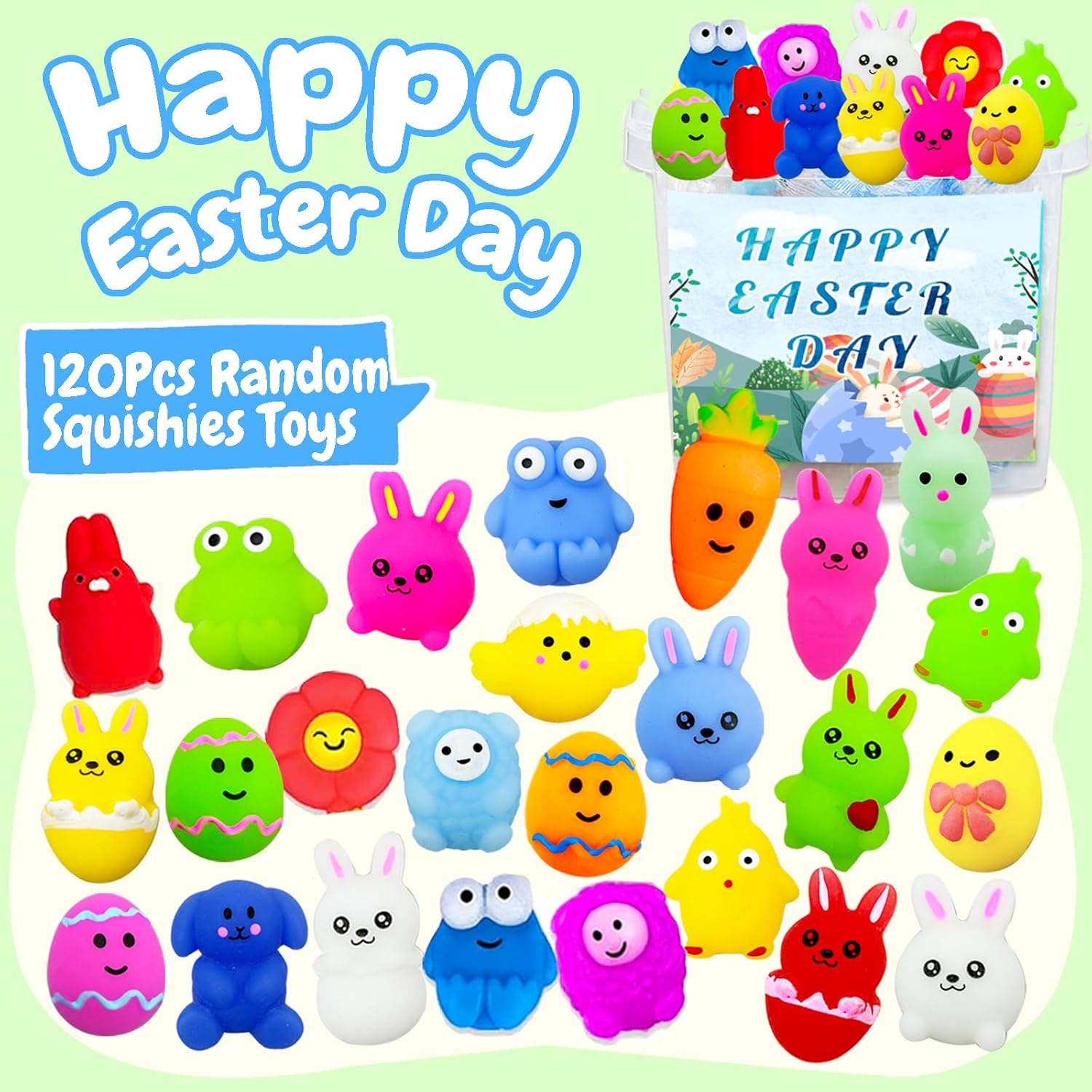 Easter Party Favors, 120Pcs Squishies Toys for Kids, Mochi Squishy Bulk, Kawaii Mini Squeeze Toys, Easter Basket Stuffers, Egg Fillers, Classroom Prizes for Boys Girls(Random) - Image 2