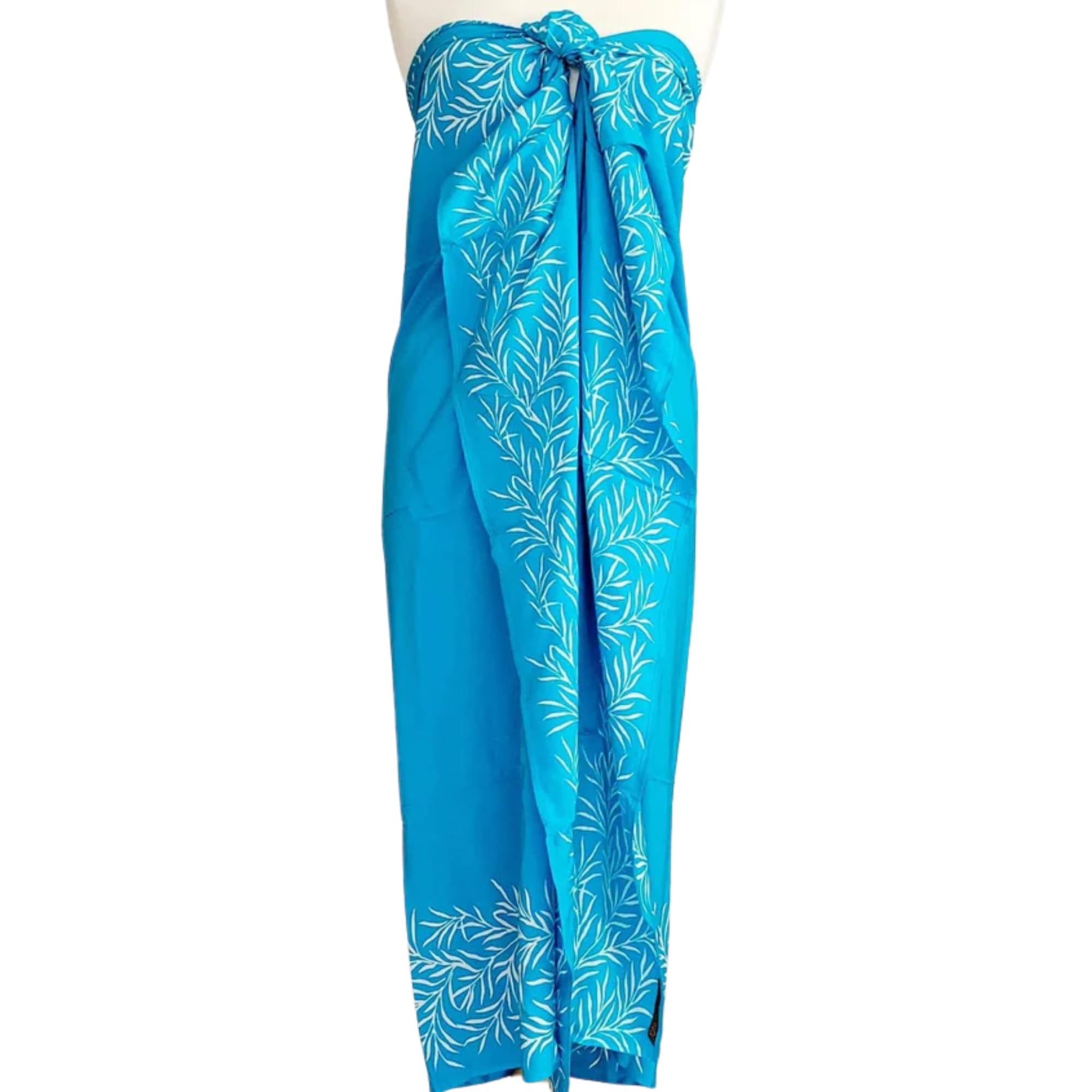 The Crockery Barn Bali Leaves Turquoise Batik Sarong – Premium Handmade Beach Cover Ups for Women UK, Versatile Sarongs for Women Beachwear, Lightweight Beach Dresses for Women UK