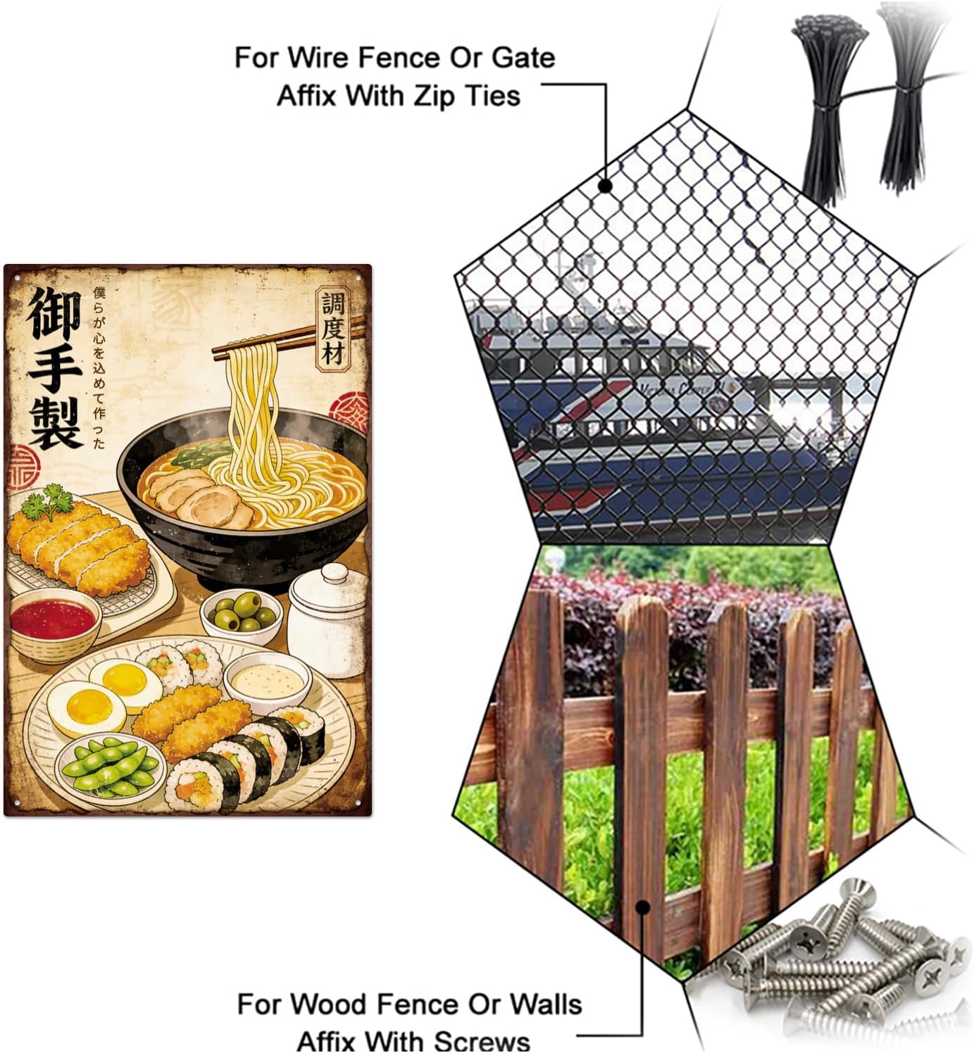 GLOBLELAND Japanese Cuisine Metal Tin Sign 12x8 inch Ramen Tin Signs Sushi Food Metal Wall Poster Plaque for Home Kitchen Restaurant Sushi Bar Ramen Shop Food Court Cafe Dining Room Decor image 4