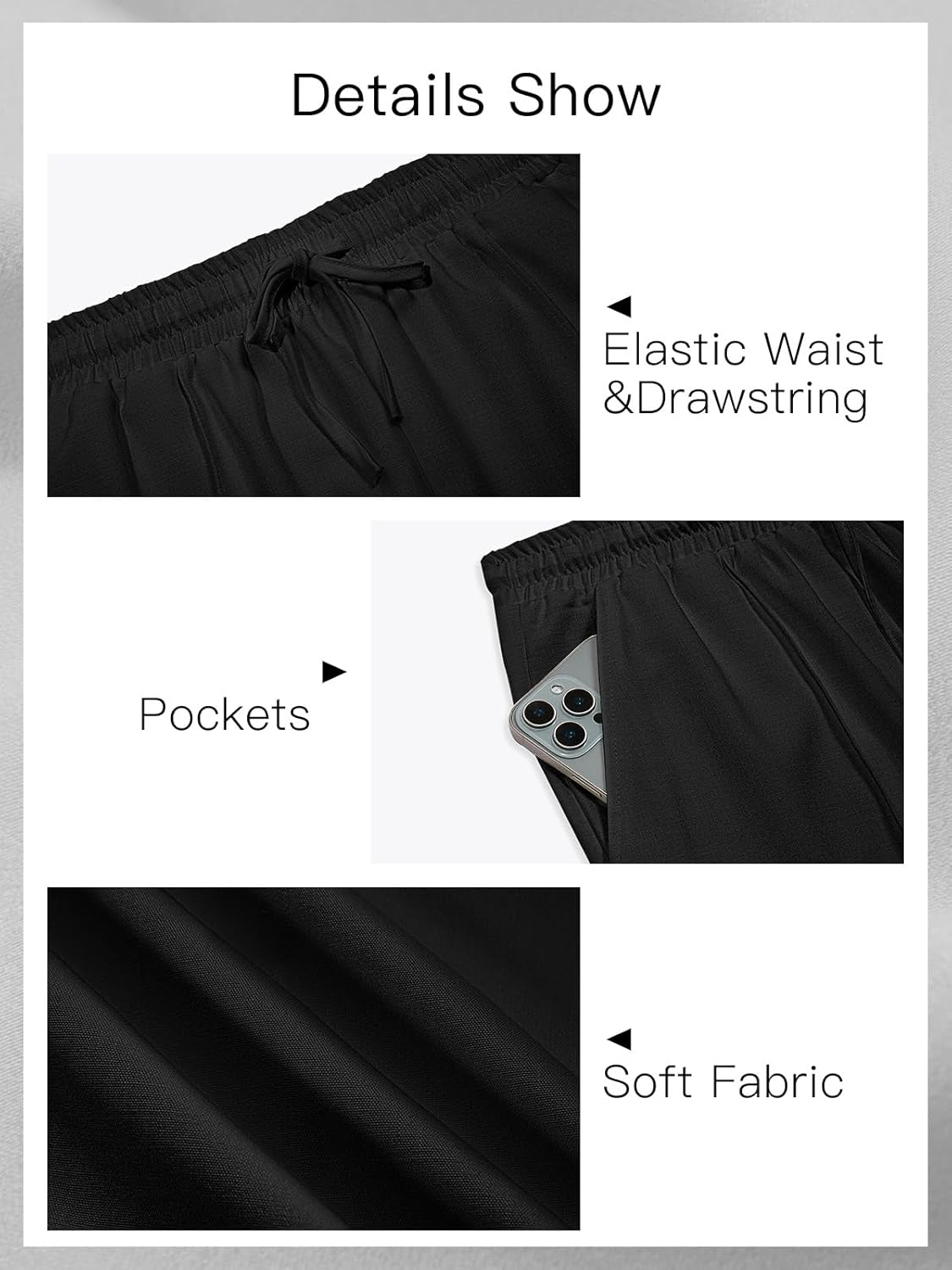 Makkrom Mens Casual Pants Elastic Waist Drawstring Lightweight Summer Loose Beach Straight Leg Pants with Pockets - Image 5