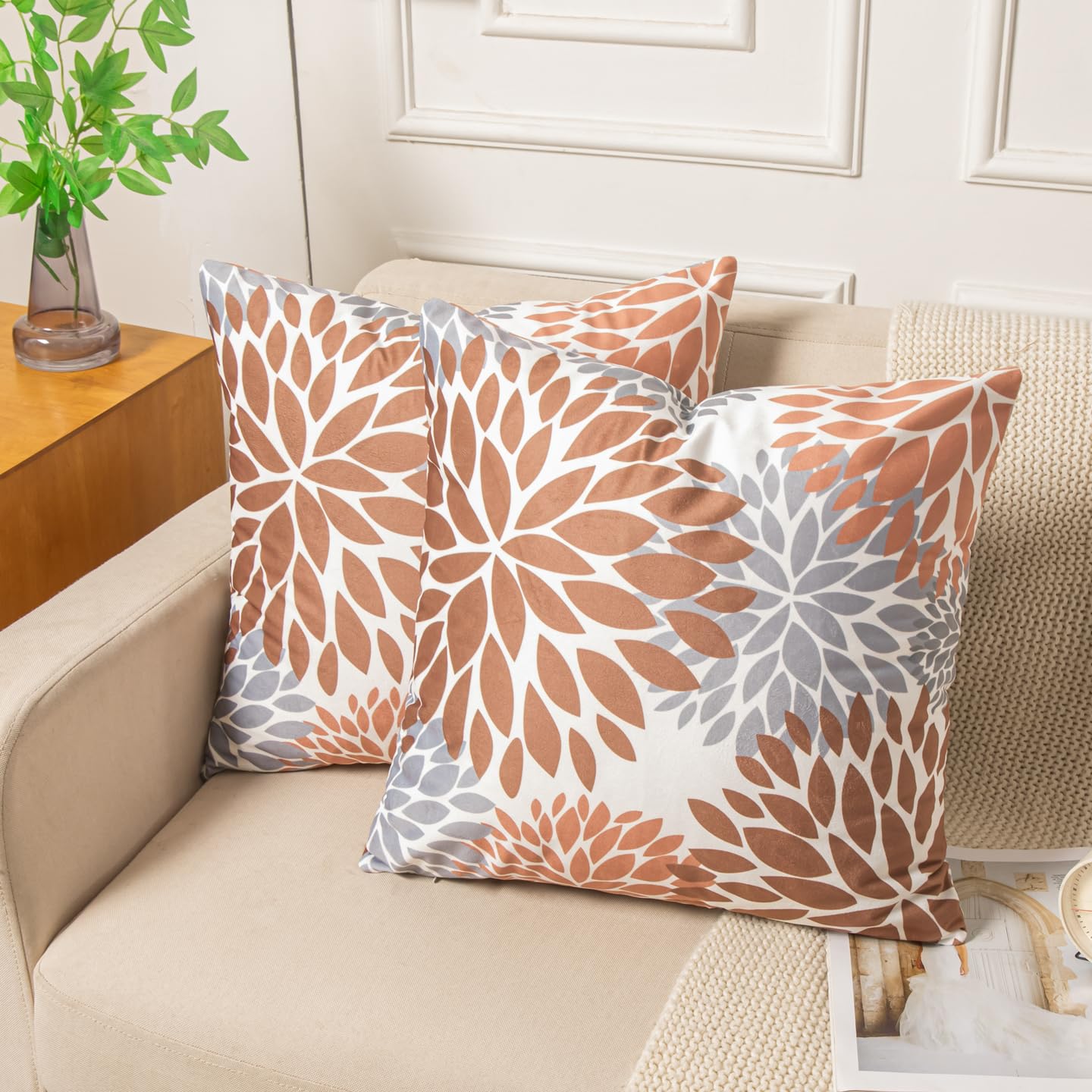 Homescapes Federe Cuscino In Velluto Rosso | Set Da 2 Pezzi 40x40 Cm Con Cerniera | Morbide Per Divano - 4