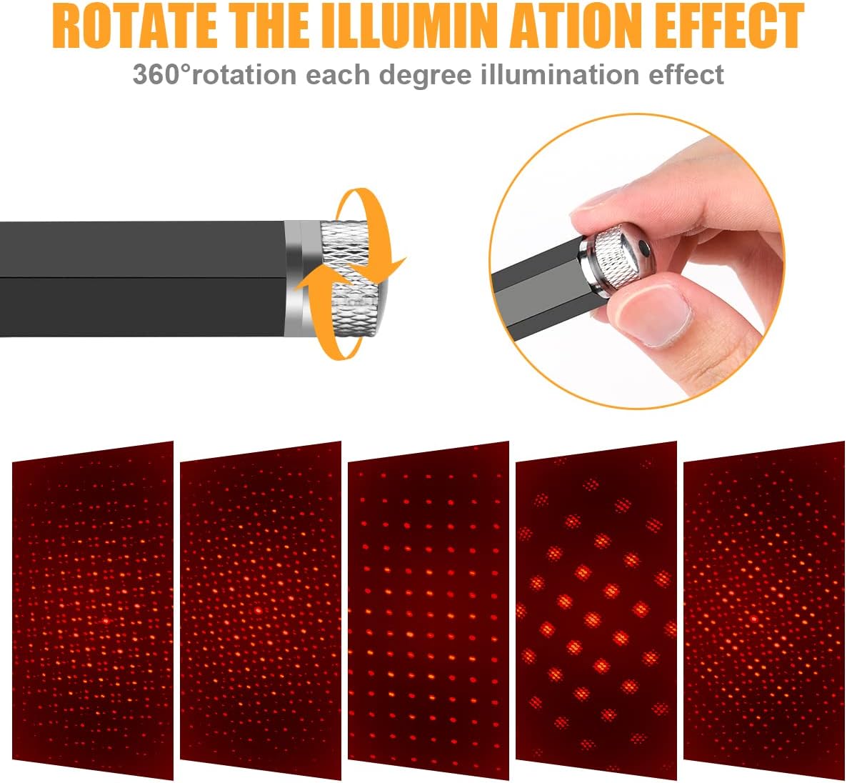 URAQT USB Star Night Lights Projector, Multiple Modes Adjustable USB Night Light Interior Car Lights Plug and Play Romantic Auto Roof Ceiling Lamp for Bedroom Universal for Car Home Party Red image 4