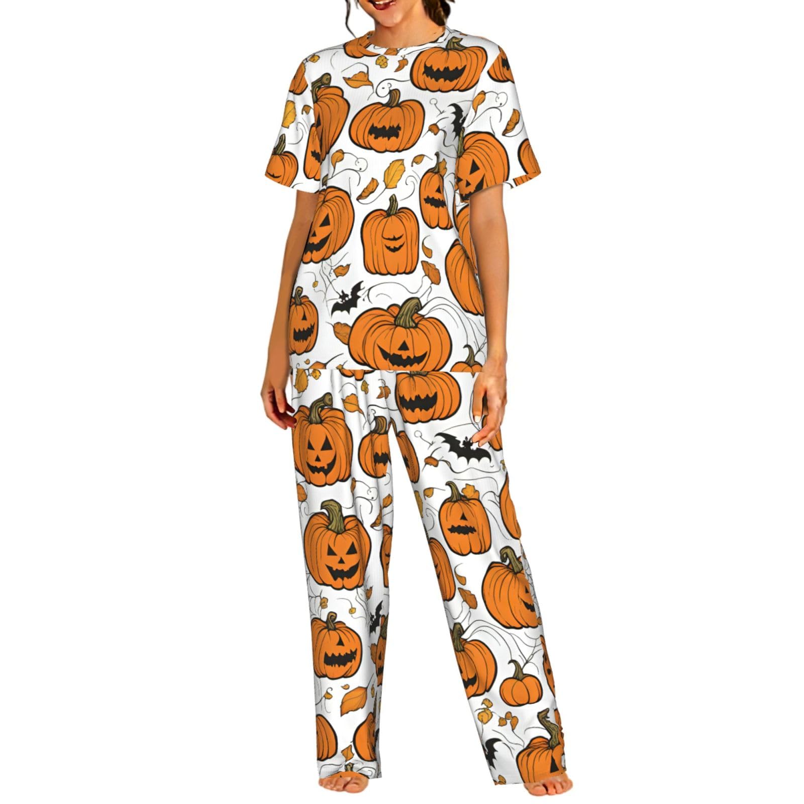 Ensemble pyjama court femme citrouille d'Halloween pour vos soirées cosy - 8