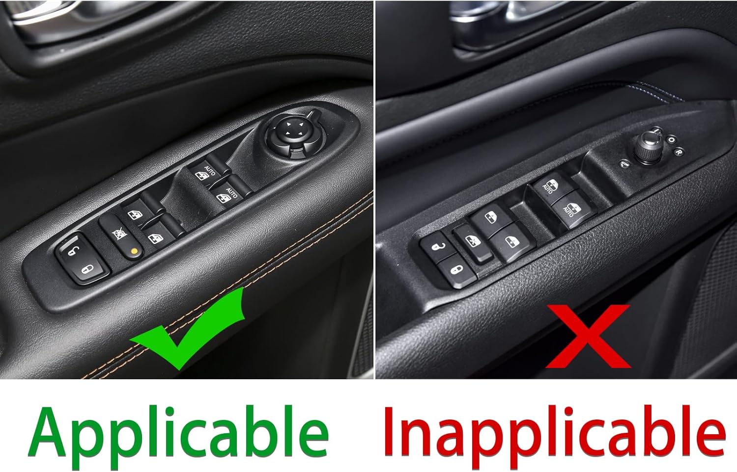 Compatible with Jeep Compass Sport/Latitude/Limited/Trailhawk 2017 2018 2019 2020 2021 Real Carbon Fiber Car Window Lift Switch Control Button Panel Trim Sticker Interior Accessories Red