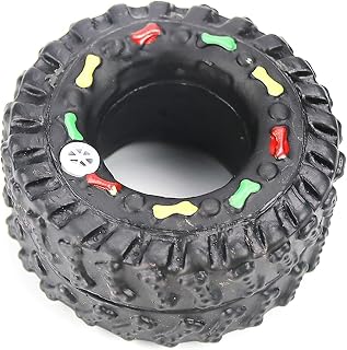 Dog Tire Toy, Squeaky Dog Toy for Medium and Large Dogs, Interactive Dog Toy with Durable Vinyl, Ideal for Training and Play, Teething and Molar Relief