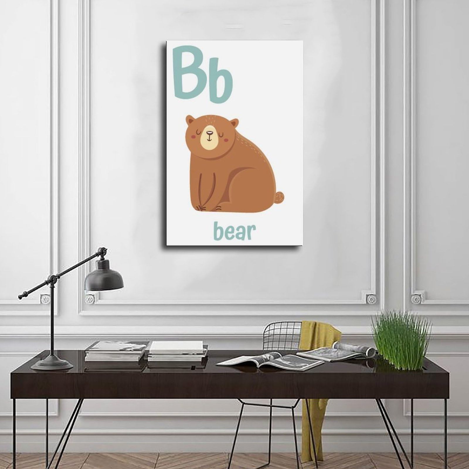 Poster sur toile à thèmes éducatifs Alphabet de A à Z (7) - Décoration murale pour salon, chambre à coucher - 60 x 90 cm