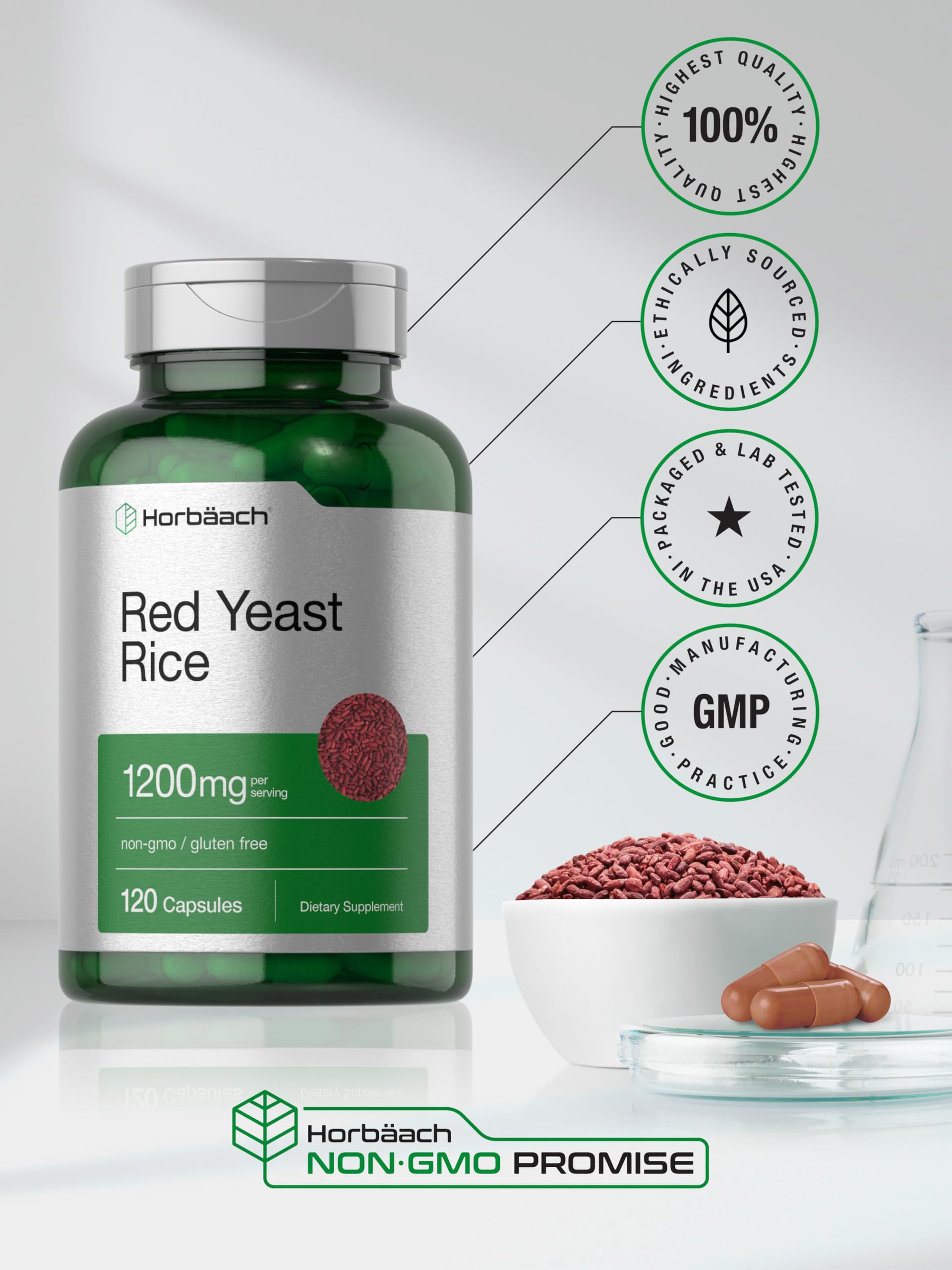 Horbäach Red Yeast Rice 1200 mg | 120 Capsules — Amazon image 6