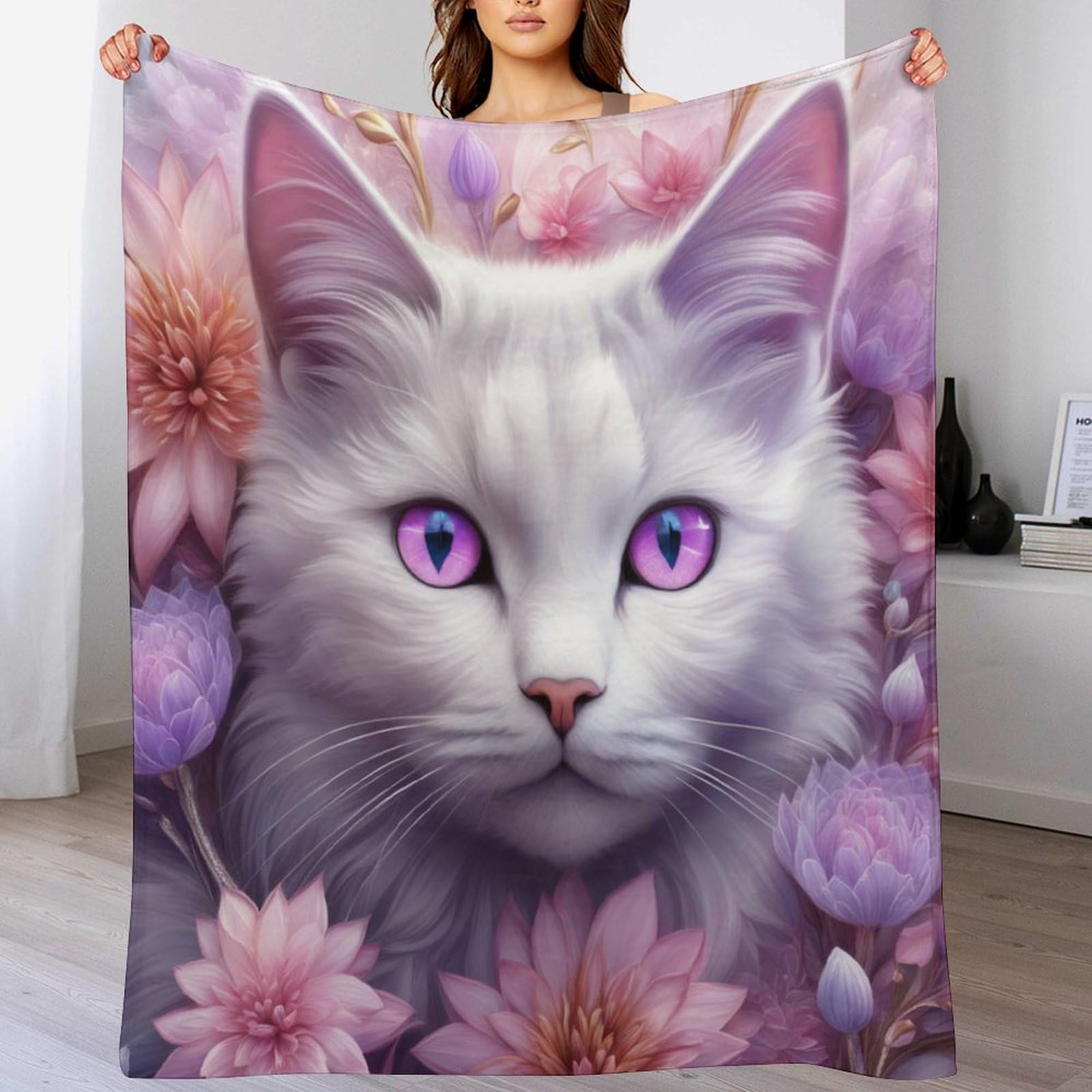 Manta de gato para cama de franela térmica contra el frío
