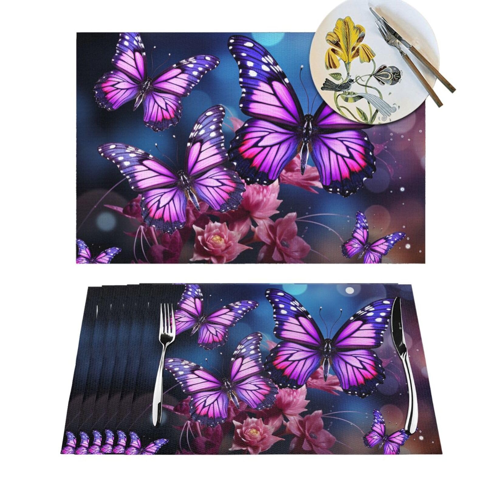 Sets de table en vinyle PVC violet par 4 pour sublimer vos dîners de cuisine en famille