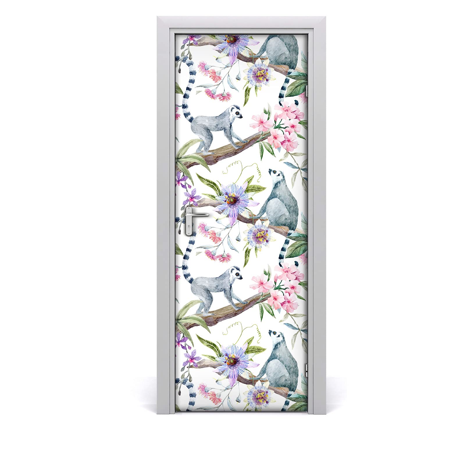 Fondo de pantalla autoadhesivo de animales florales para decorar las puertas del dormitorio infantil
