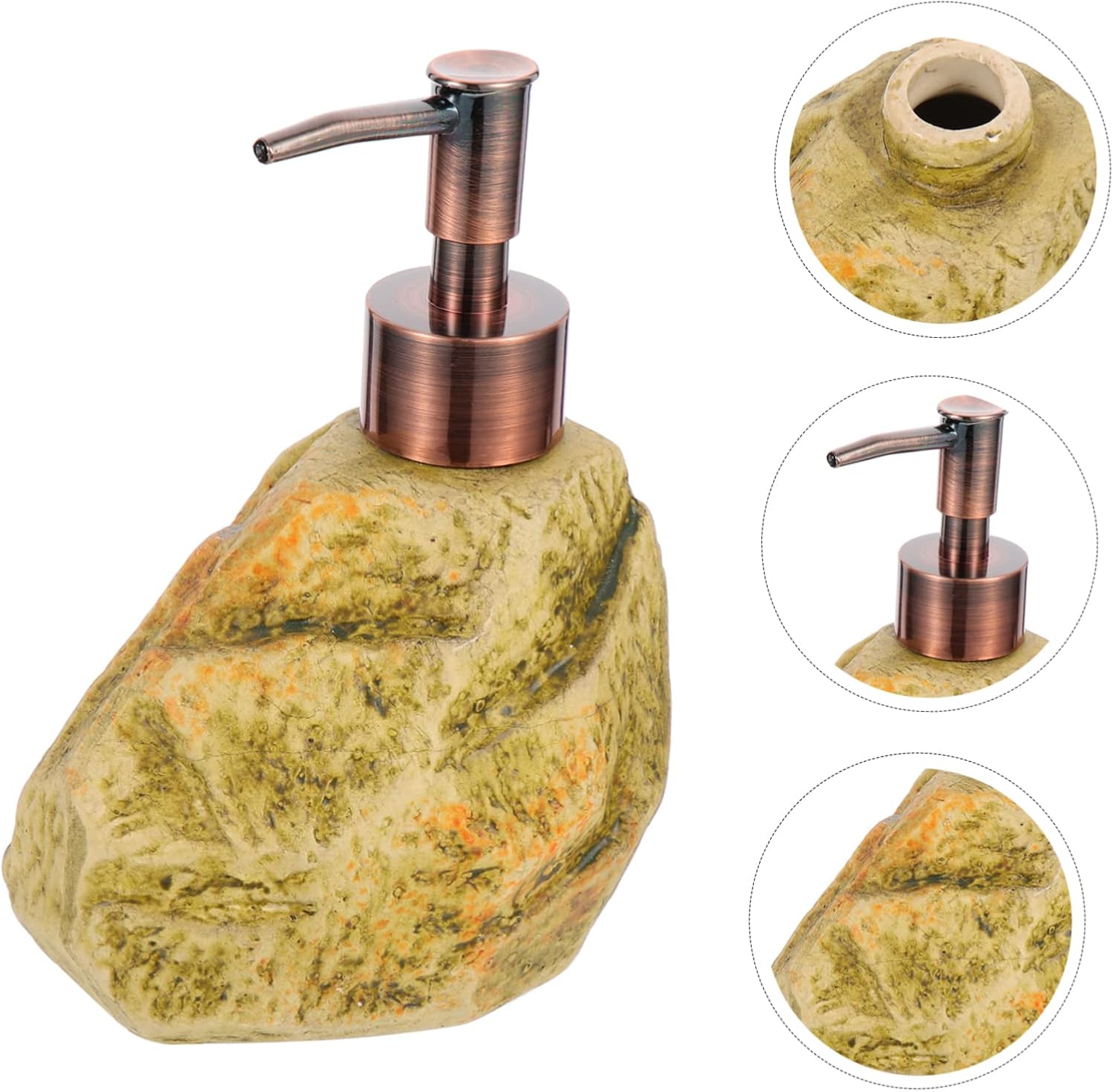 LIFKOME Multi-Function Stone-Design Soap Dispenser Ceramic Lotion and Shampoo Pump Bottle for Bathroom Kitchen Elegant Easy Press Pump for Liquid Soap and Lotion