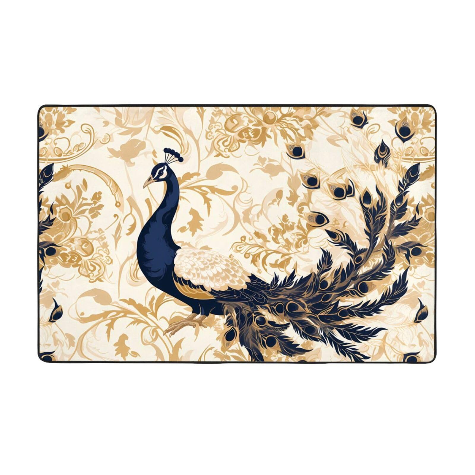 Tapis paon 152x99 doux velours fin résistant usure