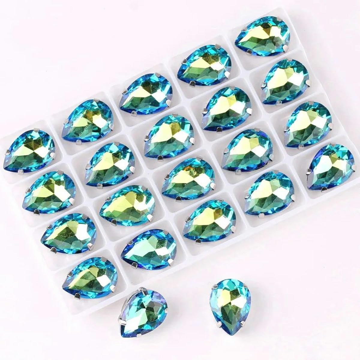 Luźne kryształki wodne AB RB ze szkła kryształowego do przyszywania na płasko, wielokolorowe, wiele rozmiarów(A13 Violet Rb,7x10mm 50pcs)