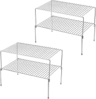 Vista 1 de iPEGTOP Juego de 4 estantes apilables de almacenamiento para armario de congelador, marco de metal de acero inoxidable, organizador de cocina