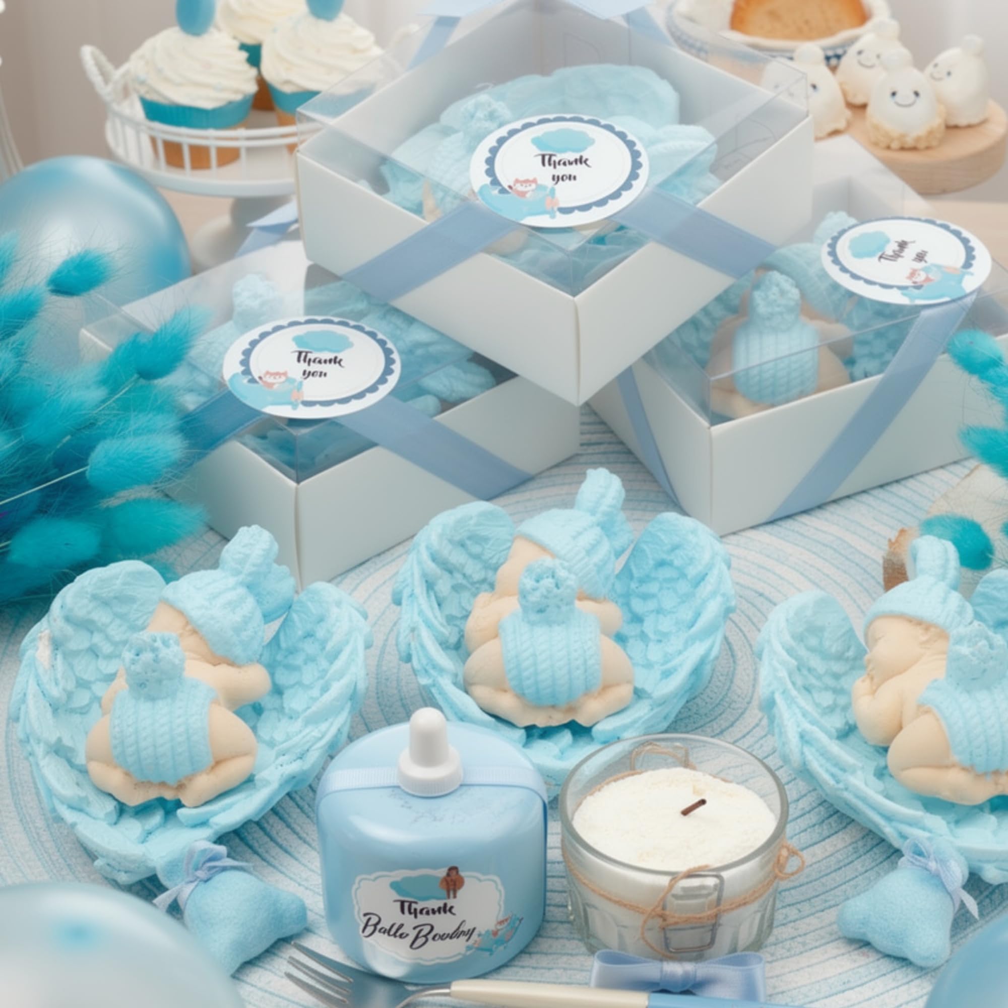 detalles bautizo para invitados, recuerdos bautizo 40 piezas niña niño bebe de piedra imanes detalles comunion para invitados, regalos originales bautizos para recien nacido (Bebé rosa ala blanca)