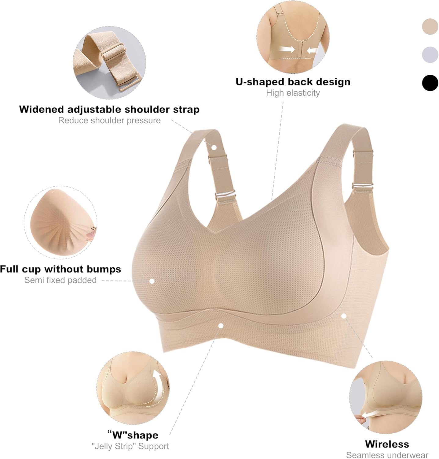 Plus Size Push Up Supportive Wireless Bras Comfort Soft No Underwire Seamless Full Coverage Comfort Bra for Women - Image 2