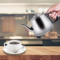 Vista 2 de Tetera de acero inoxidable de 1.5L2L, tetera de té de hojas, tetera de agua caliente con filtro, infusor extraíble, estufa, teteras de té (2 litros)