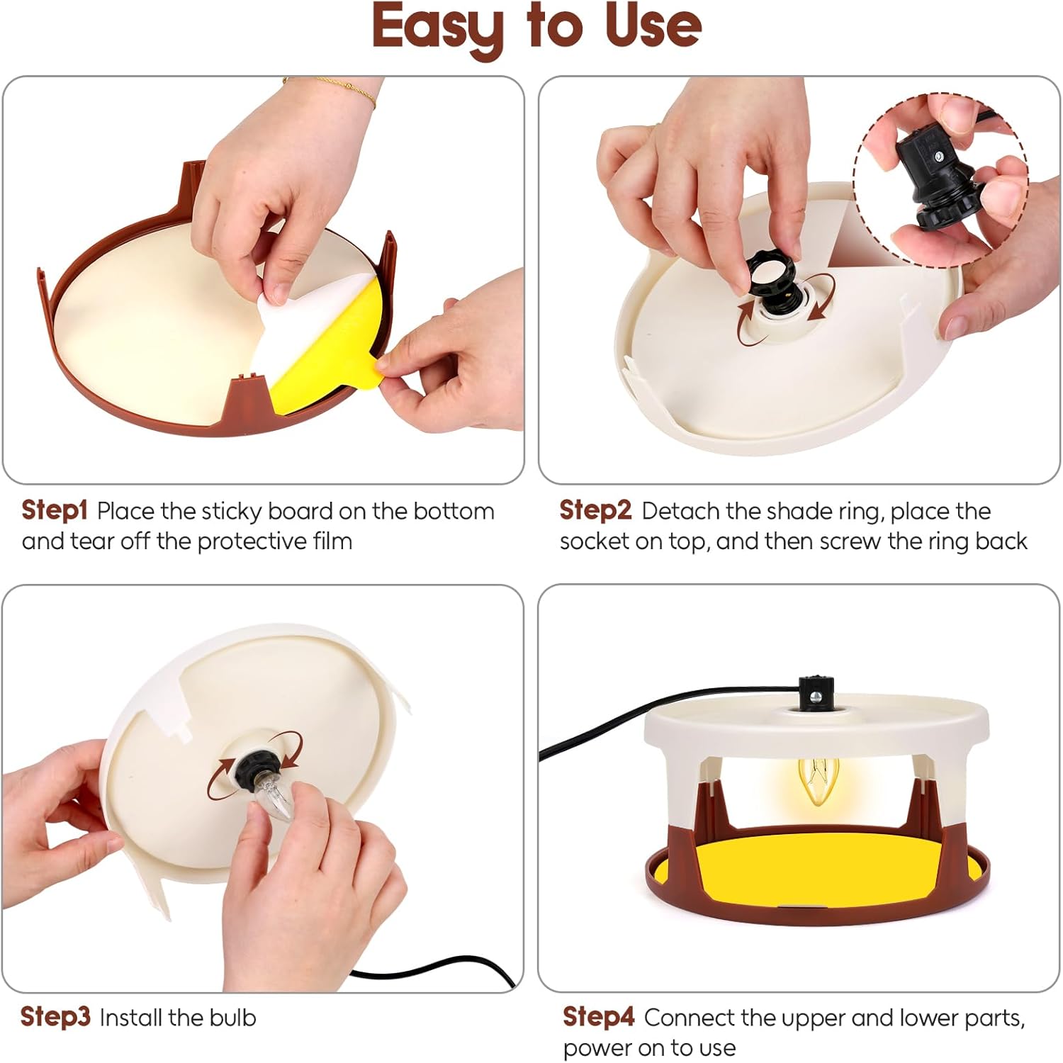 Flea Traps for Inside Your Home, 2 Pack Indoor Flea Light, Electric Bed Bug Insect Killer with 8 Sticky Pads & 8 Light Bulb Replacement, Natural Pest Control w/Glue Discs Refills, Safe for Kid Pet