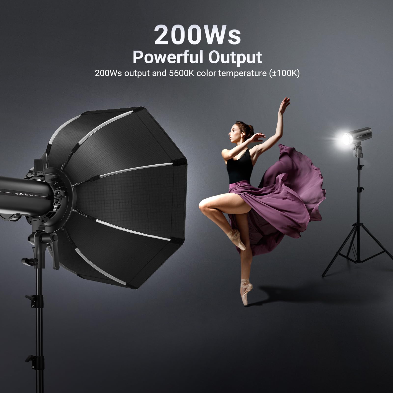 NEEWER 200 W 2,4 GHz TTL Blitz Outdoor kompatybilna z Godox, 1/8000s HSS, przenośna lampa błyskowa do fotografii studyjnej z ustawianym światłem, akumulator 3200 mAh, 750 błysków, czas ładowania 1,5 s