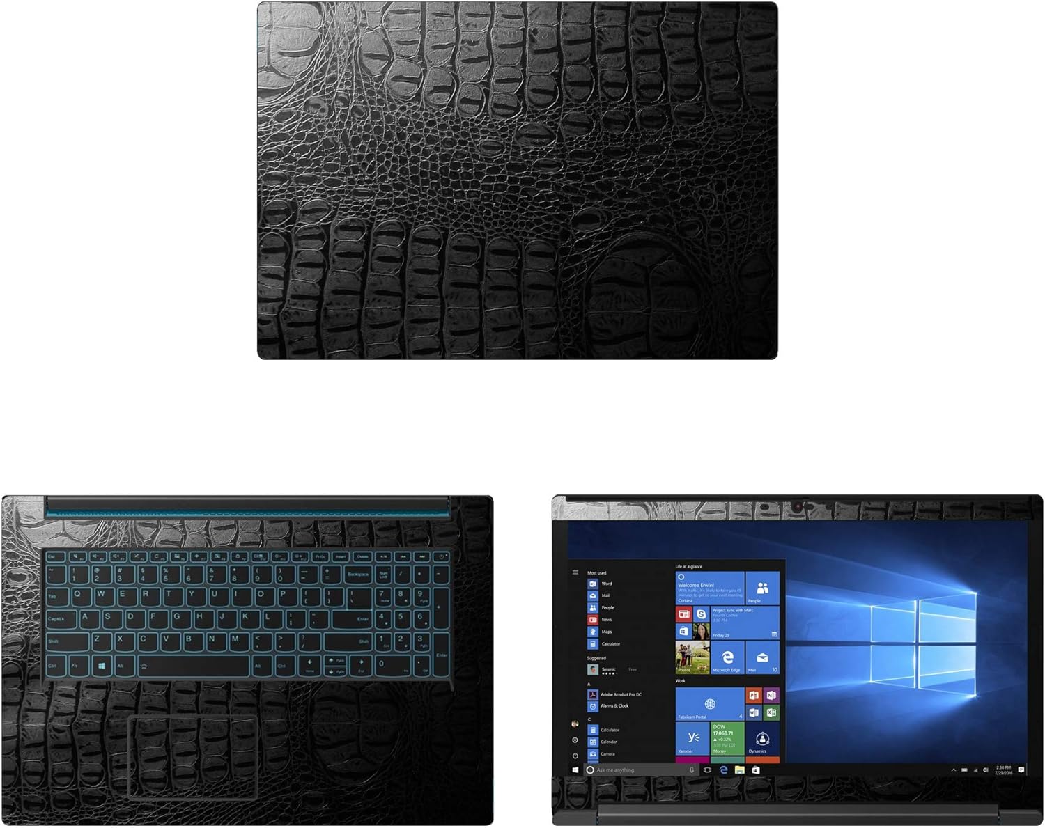Decalrus - Protective Decal for Lenovo IdeaPad L340 (17" Screen) Laptop Crocodile Skin Pattern Texture Skin case Cover wrap CROlenovoIdeapad17_L340Black