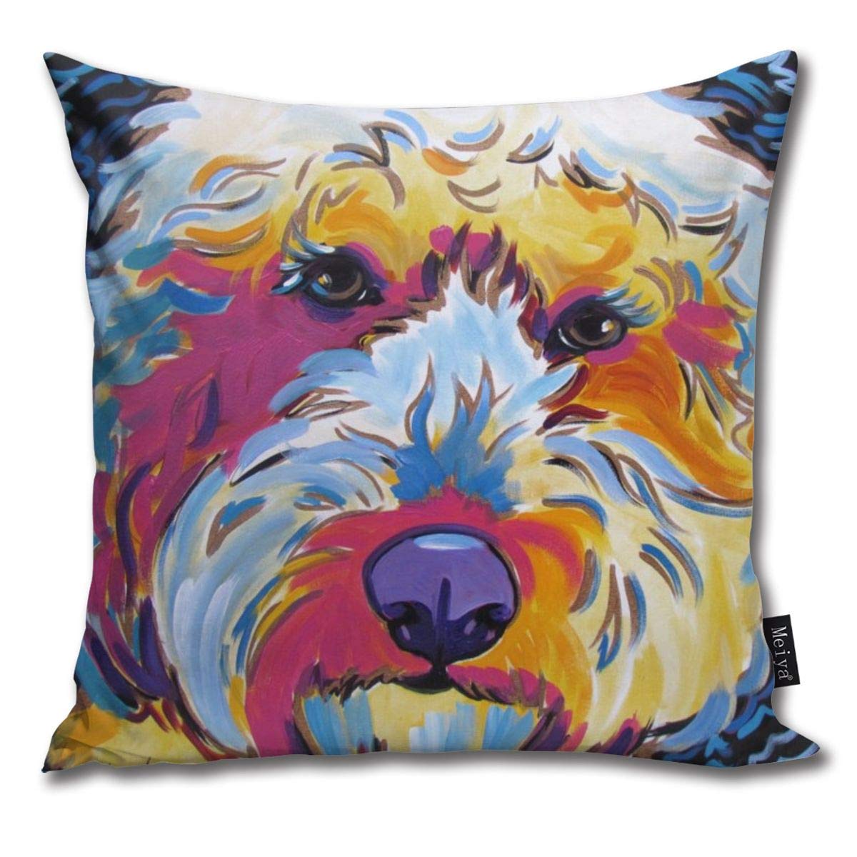Cocoal-Ltd Men's Onecolor Goldendoodle Labradoodle Pop Art Pet Portrait Home Decorative Throw Pillow Case Cushion Cover For Gift Home Couch Bed Car 18" X18"