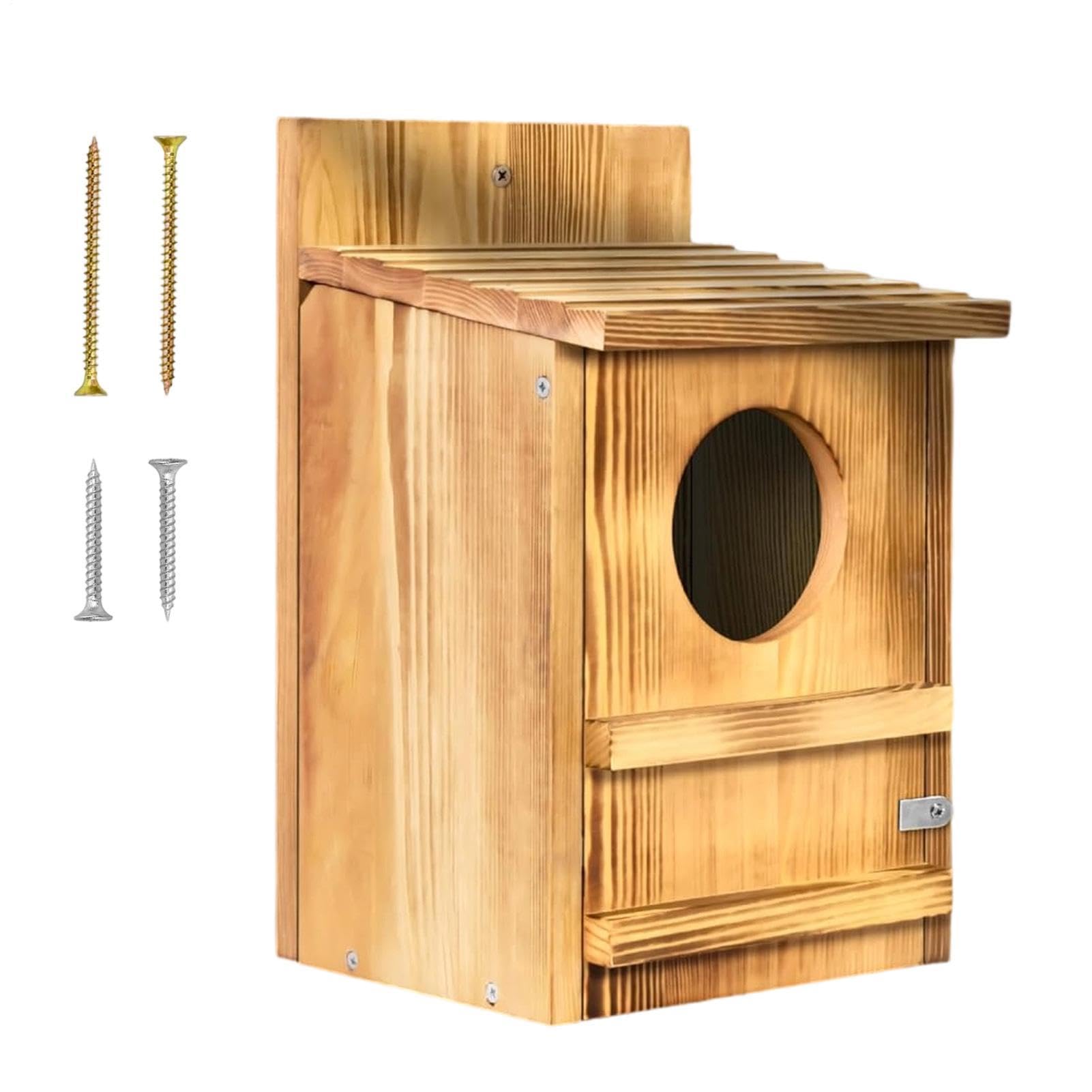 Sowie budki zewnętrzne 36,8 X 22,9 Cm Wodoodporne Siedlisko Dzikich | Drewniana Lęgowa Dla Ptaków Ze Śrubami Montażowymi Na Podwórko, Do Ogrodu, Na Drzewo,