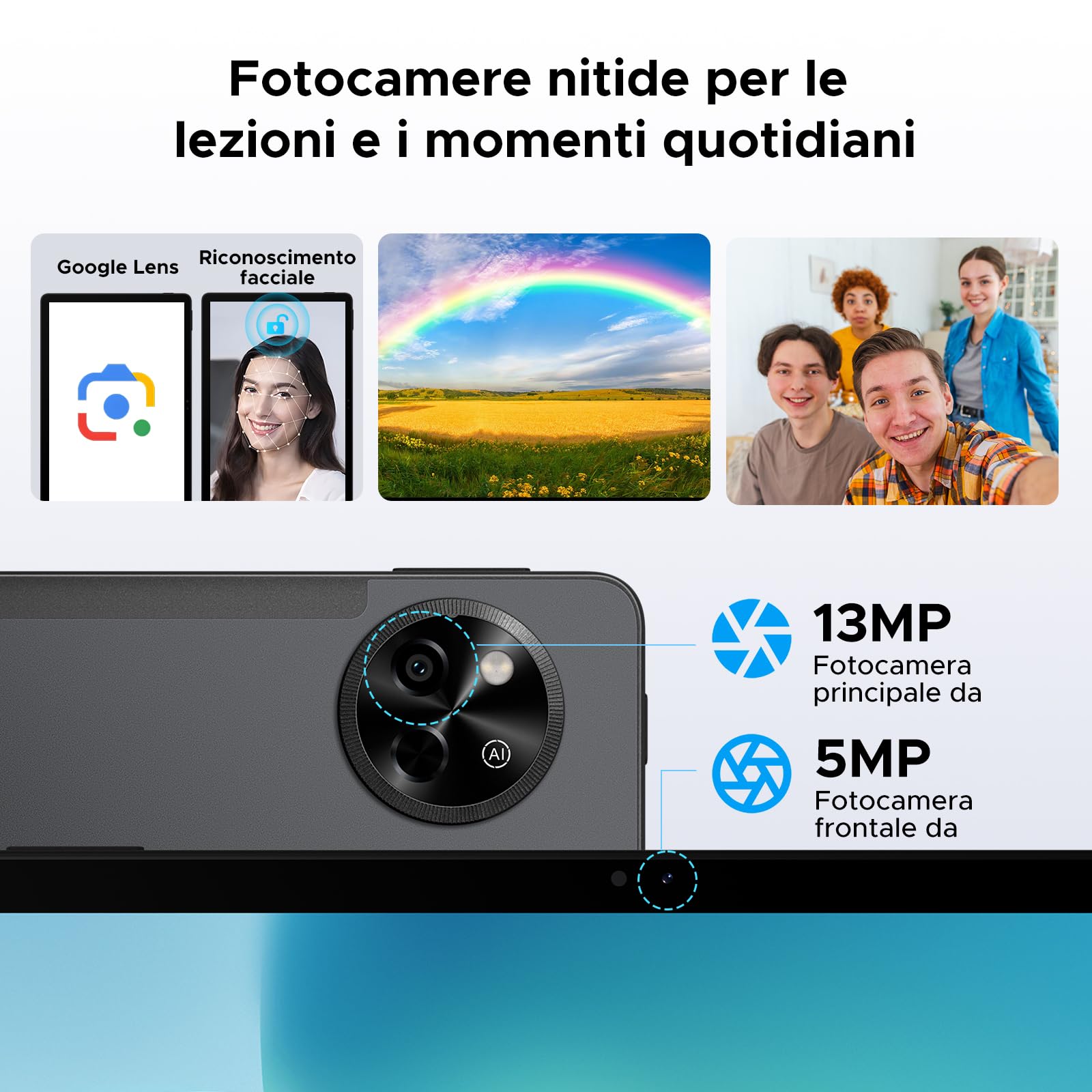 P11 Android 16 Tablet 11 Pollici, 48GB RAM+128GB ROM (2TB TF), 90Hz, T7250 Octa-Core, 8800mAh, 13MP+5MP, Gemini AI, Widevine L1, Face ID, GPS, FM, Tablets con Tastiera e Penna, Nero