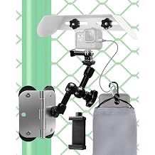 Magnetic Phone Fence Mount with Sun Shade & Power Bank Pouch | Quick-Install Kit for GameChanger, Compatible with GoPro, Mevo Start, iPhone for Recording Baseball, Softball, Tennis Games