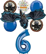 Anagram Hiccup and Toothless 6th Birthday Party Supplies 7 pc Balloon Bouquet Decorations