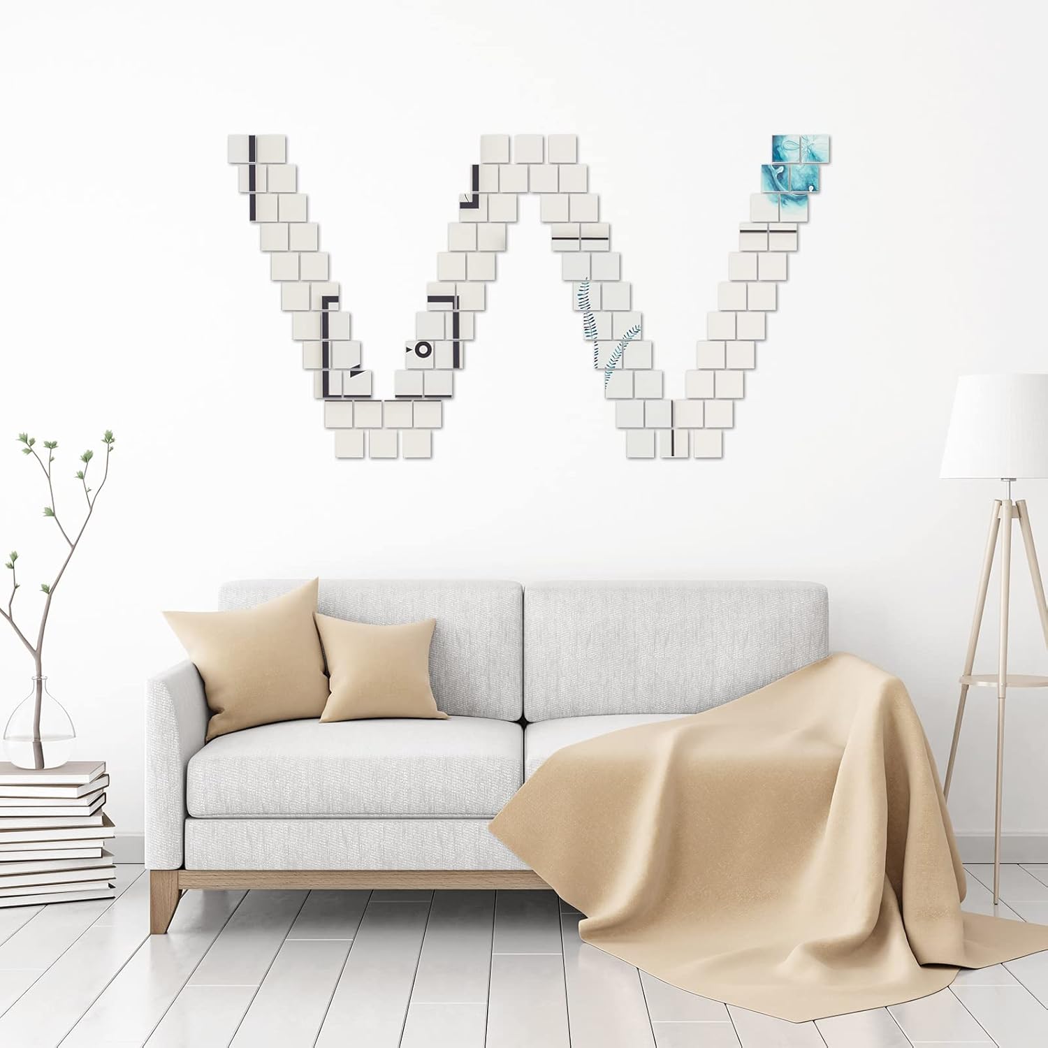 Jetec 50 Pcs Mini Size Acrylic Square Mirror Adhesive Small Square Mirror Tiles for Crafts and DIY Projects Supplies (4 Inches)