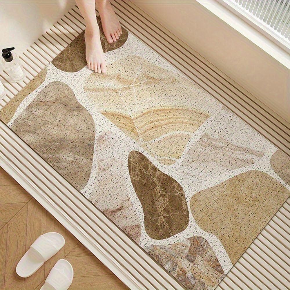 Antypoślizgowa mata prysznicowa Mata kamyczkowa – gumowa Loofah szybka(Khaki,80x120cm)