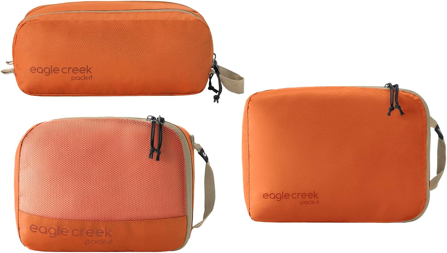 Eagle Creek Pack-It Overnight Set - Includes M Isolate Clean/Dirty Cube, S Reveal Cube & Reveal Quick Trip - Durable Compression Packing to Maximize Luggage Space - Mandarin