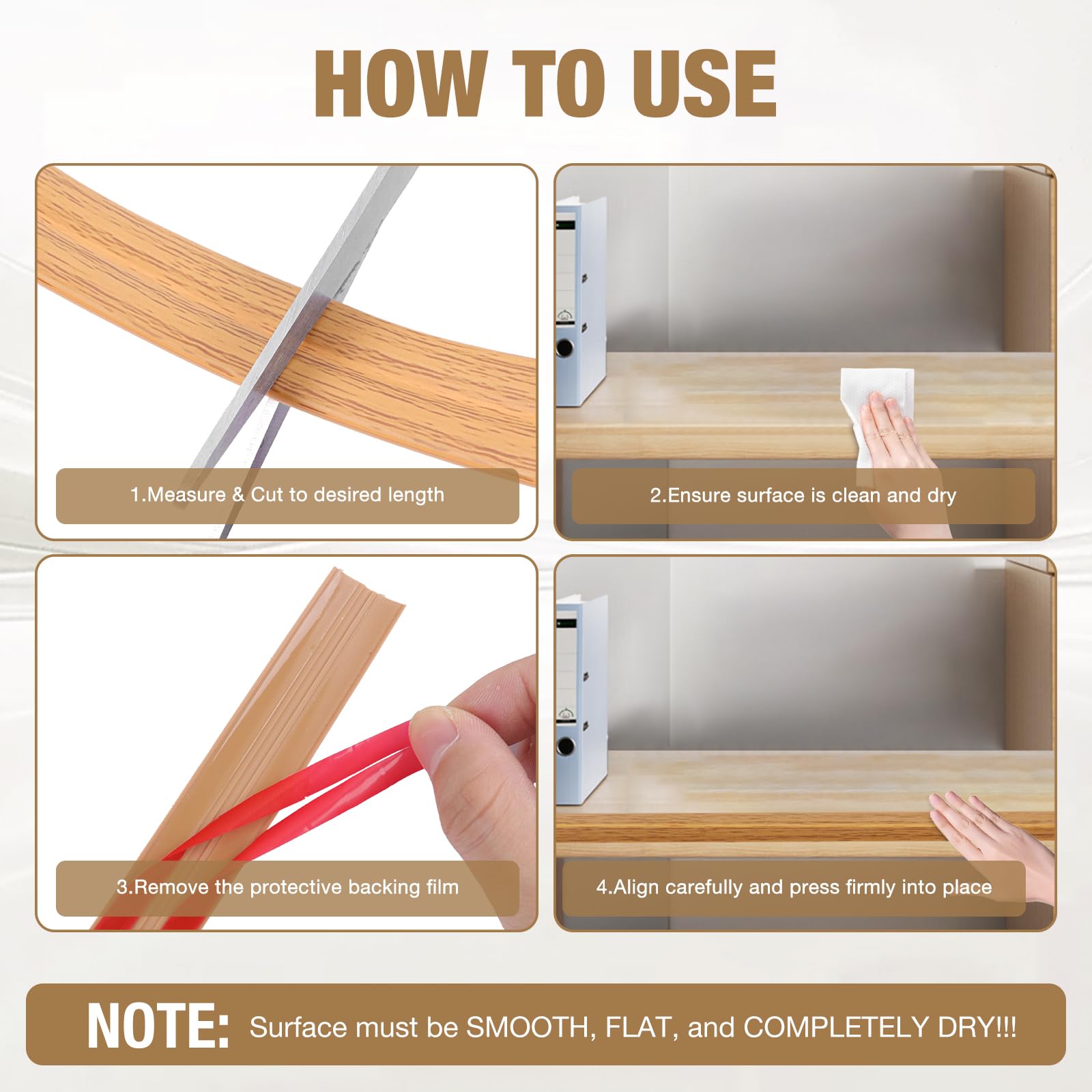 3M Corner Trim, Self Adhesive Flexible PVC Edging Strip ,Peel and Stick Wall Moulding for Tile Edging Wall - Image 7
