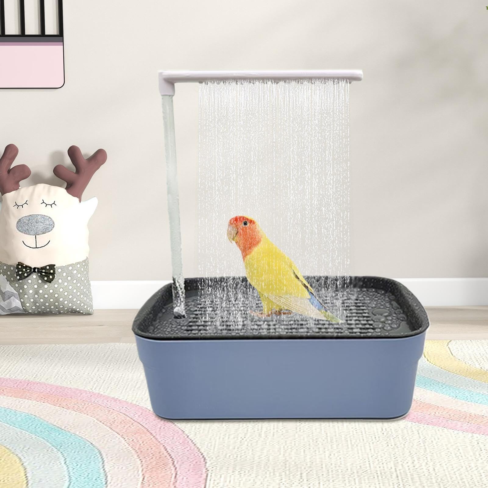 Baño con Ducha para Aves Ducha De Baño para Loros con Fuente | Tina Eléctrica USB Para Aseo De Mascotas Pequeñas Y Medianas: Periquitos, Grises Africanos, Agapornis Y Cacatúas