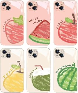 スマホケース iPhone 17用ケース フルーツスマホケース 強化ガラス 果物 スイカ イチゴ りんご 梨 夏 アイフォンケース 携帯カバー おもしろケース かわいい 個性 プレゼント iPhone多機種対応 (E,iPhone 17 Air) [並行輸入品]