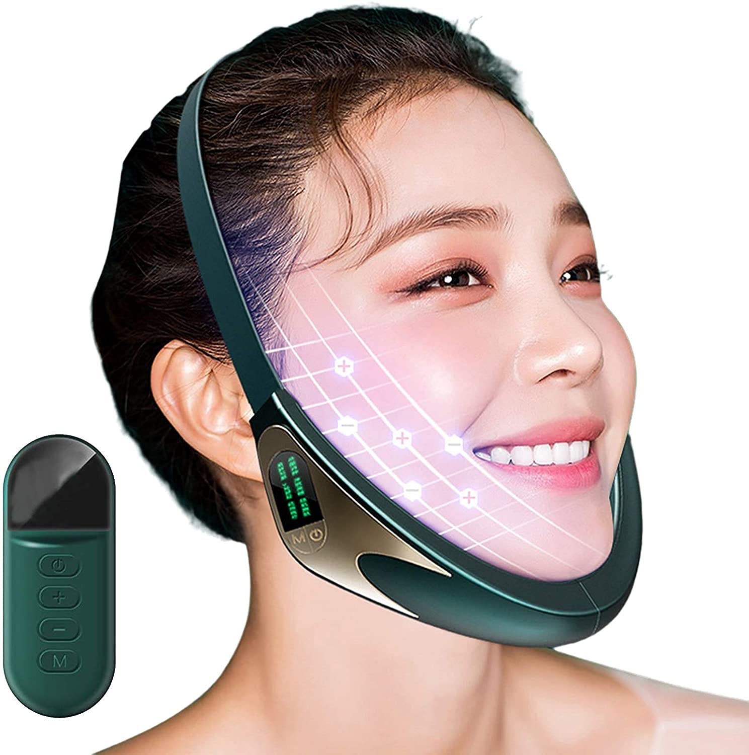 X&Z-XAOY Masajeador Eléctrico Moldeador De Cara En V con Mando A Distancia Instrumento Inteligente De Estiramiento Facial Máquina De Adelgazamiento Facial Eléctrica para Tensar La Piel