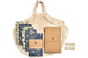 Reusable Beeswax Food Wrap- Beeswax Wraps - 4 Pack with Produce Bag...