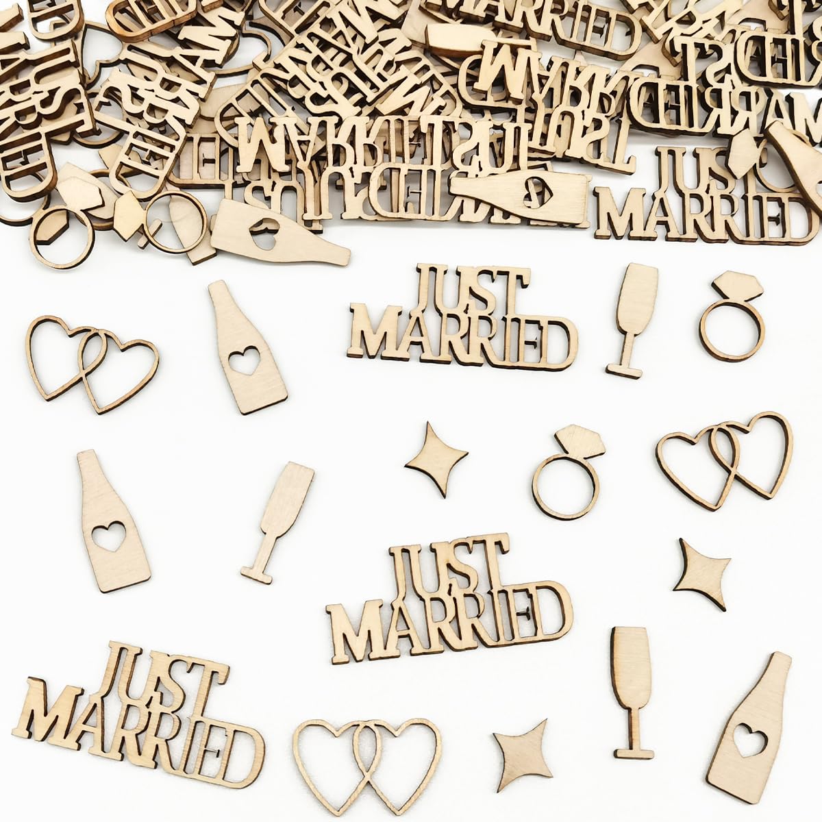 GoldRock 275 stuks Mr en Mrs bruiloft decoratie confetti hout 6 maten strooidecoratie houten hart deco bruiloft tafeldecoratie bruiloft vintage harten Mr&Mrs