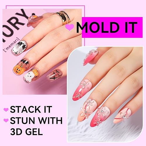 Miniatura 4 de Makartt Gel sólido constructor de uñas gel duro con purpurina para extensión de uñas 05fl oz gel de tallado de uñas 3D pegamento de diamantes de