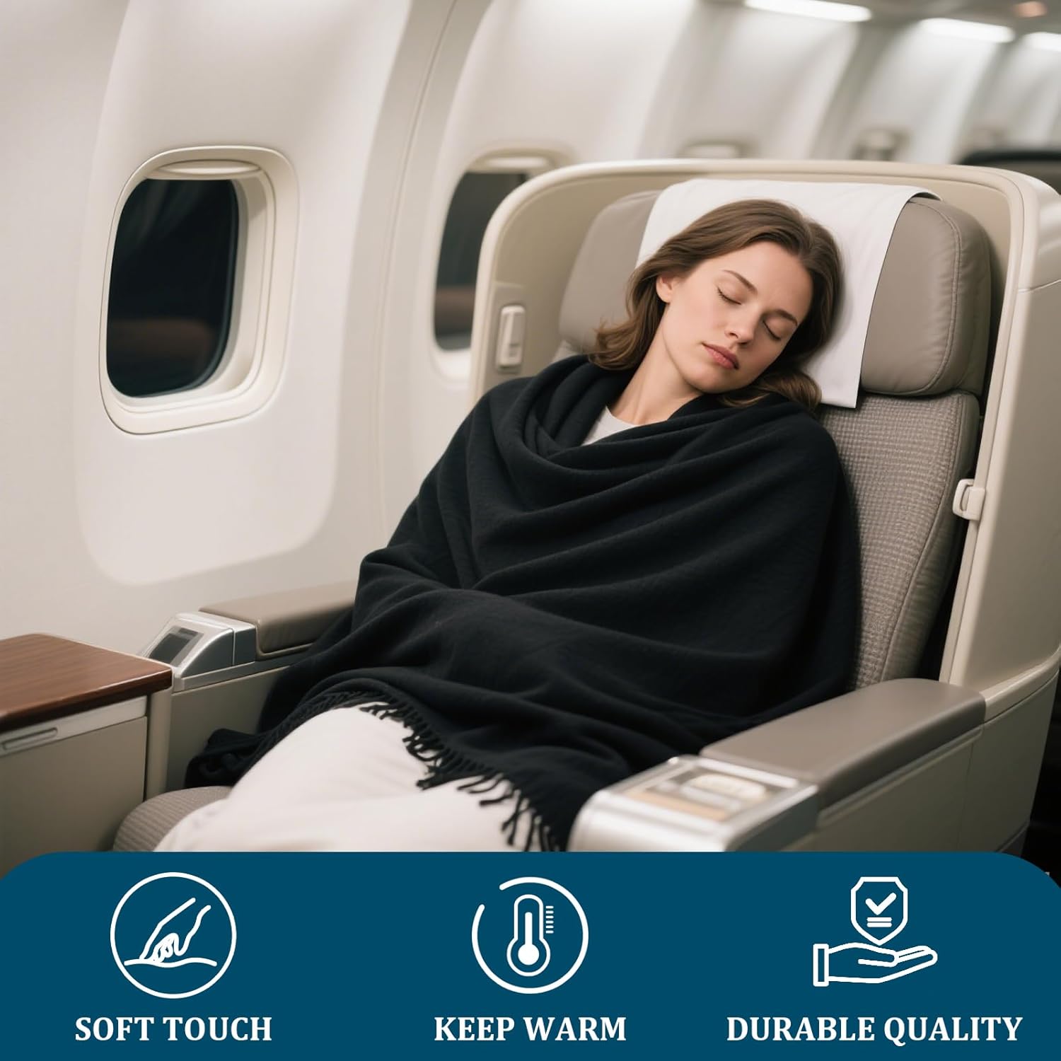 Winter Scarf for Women - Soft Warm Pashmina Shawl Wrap, Lightweight Fashion Blanket Travel Shawl, Solid Color Scarf - Image 6