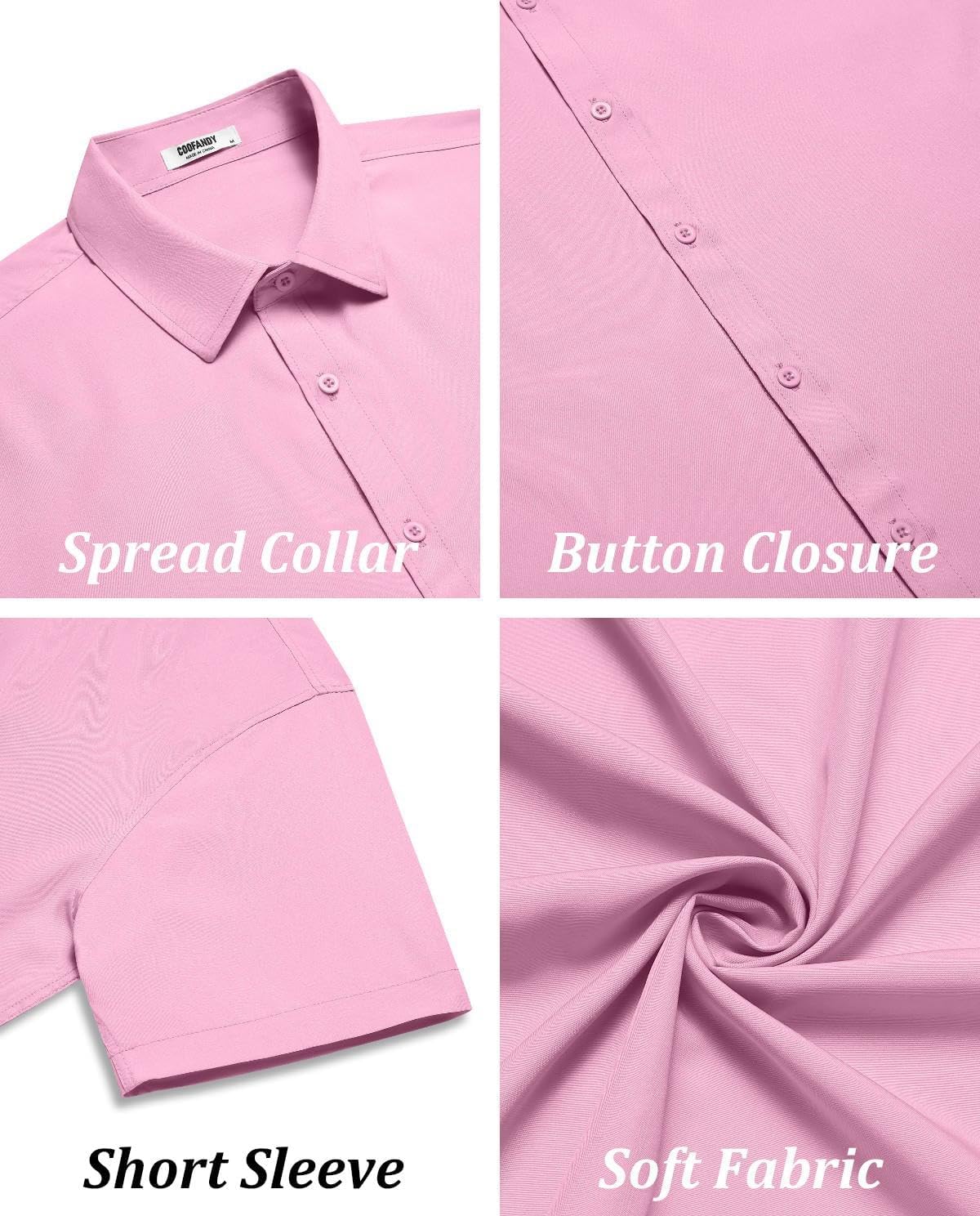 COOFANDY Men's Casual Button Down Shirts Short Sleeve Summer Untucked Dress Shirts - Image 5