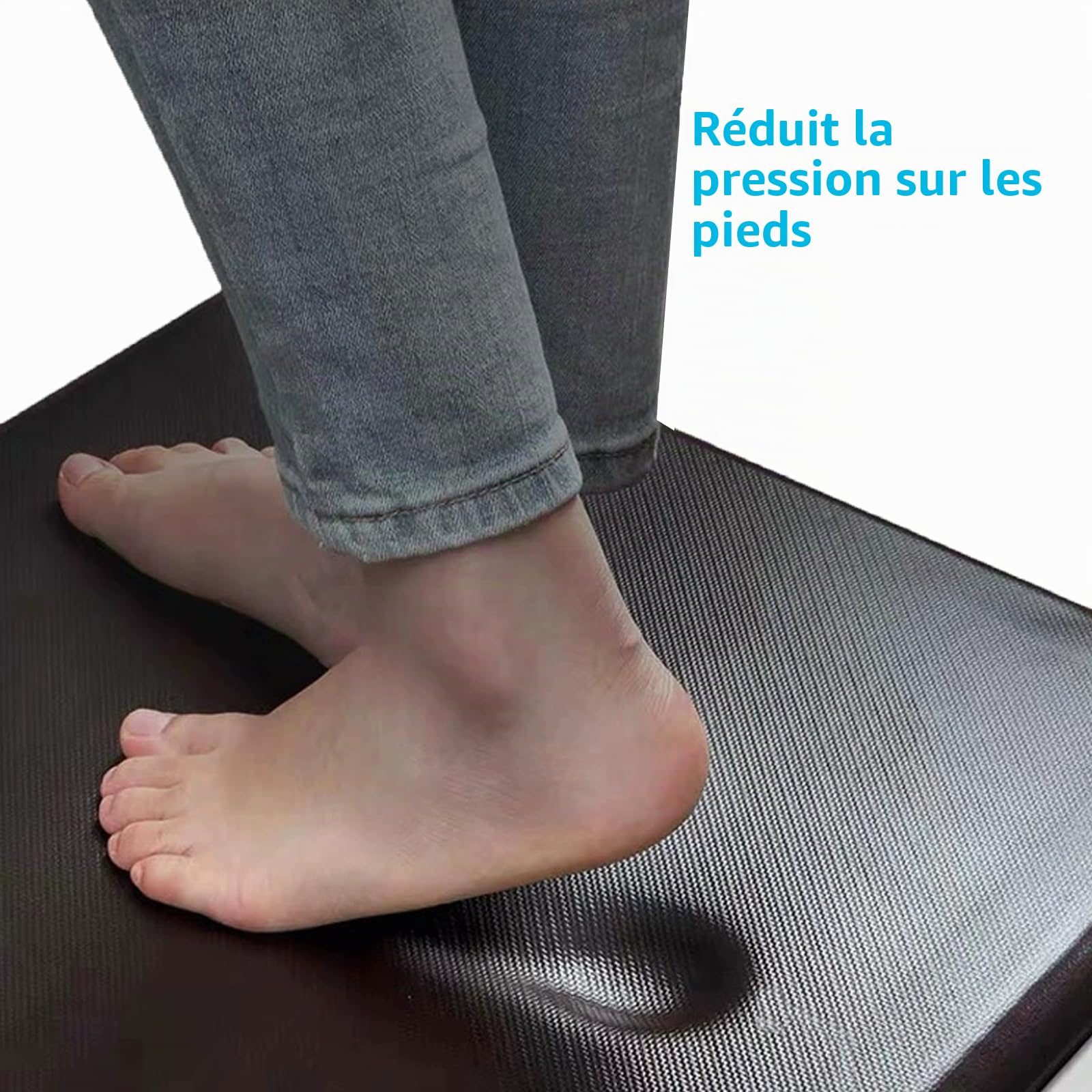 Tapis anti-fatigue WODSTA de 20 mm d'épaisseur, antidérapant, facile à nettoyer, aide à soulager la fatigue des jambes et les douleurs dorsales pour cuisine, bureau, buanderie, etc. (440 mm x 720 mm x