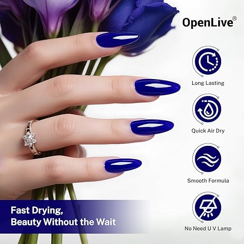 Miniatura 5 de Esmalte de uñas azul oscuro de 16.5ml de gran volumen de secado rápido, brillo de larga duración, uñas de manos y pies, arte de uñas DIY hogar viaje