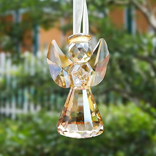 Miniatura 3 de YWHL Figura de ángel guardián de cristal champán, estatua de ángel hecha a mano, regalos para mujeres, figuras coleccionables artísticas decorativas