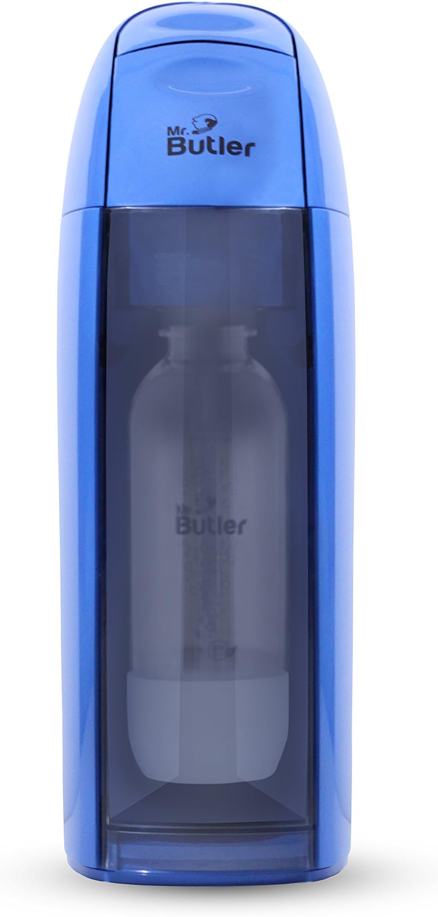 Mr. Butler Italia Soda Maker- Blue, Single Cylinder Pack, Create Sparkling Water In Home Kitchen, Compact, Space Saving Design, Soda Beverage Carbonator